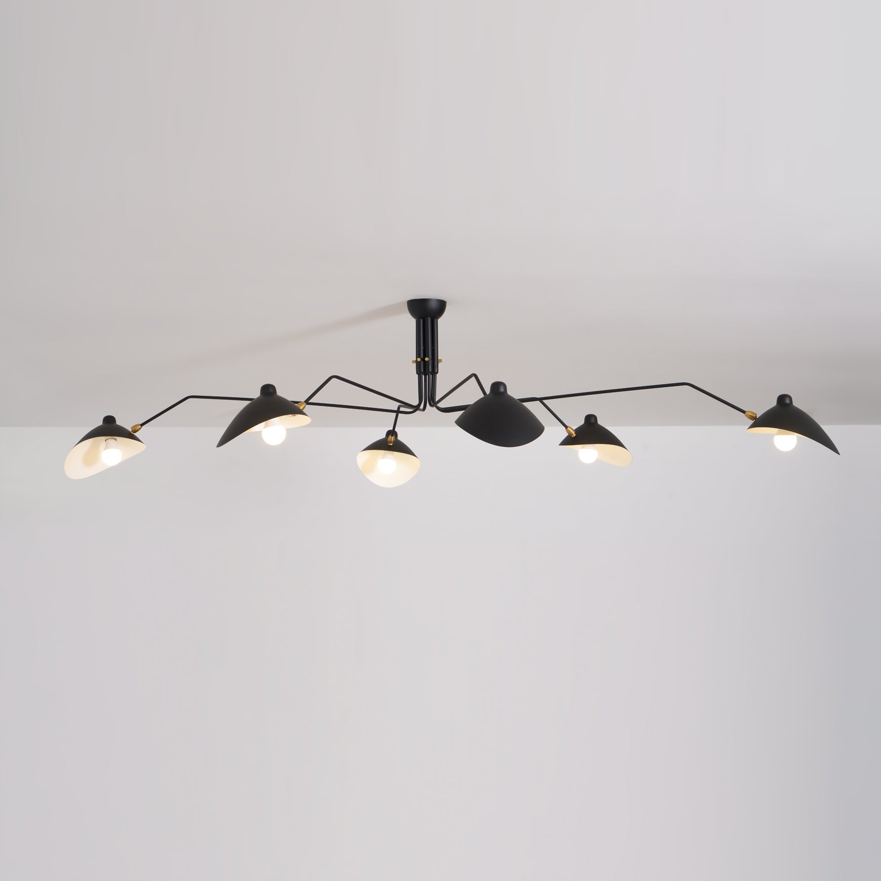 Spider Ceiling Lamp With Three Adjustable Brass Arms, Mid-Century Modern Fixture