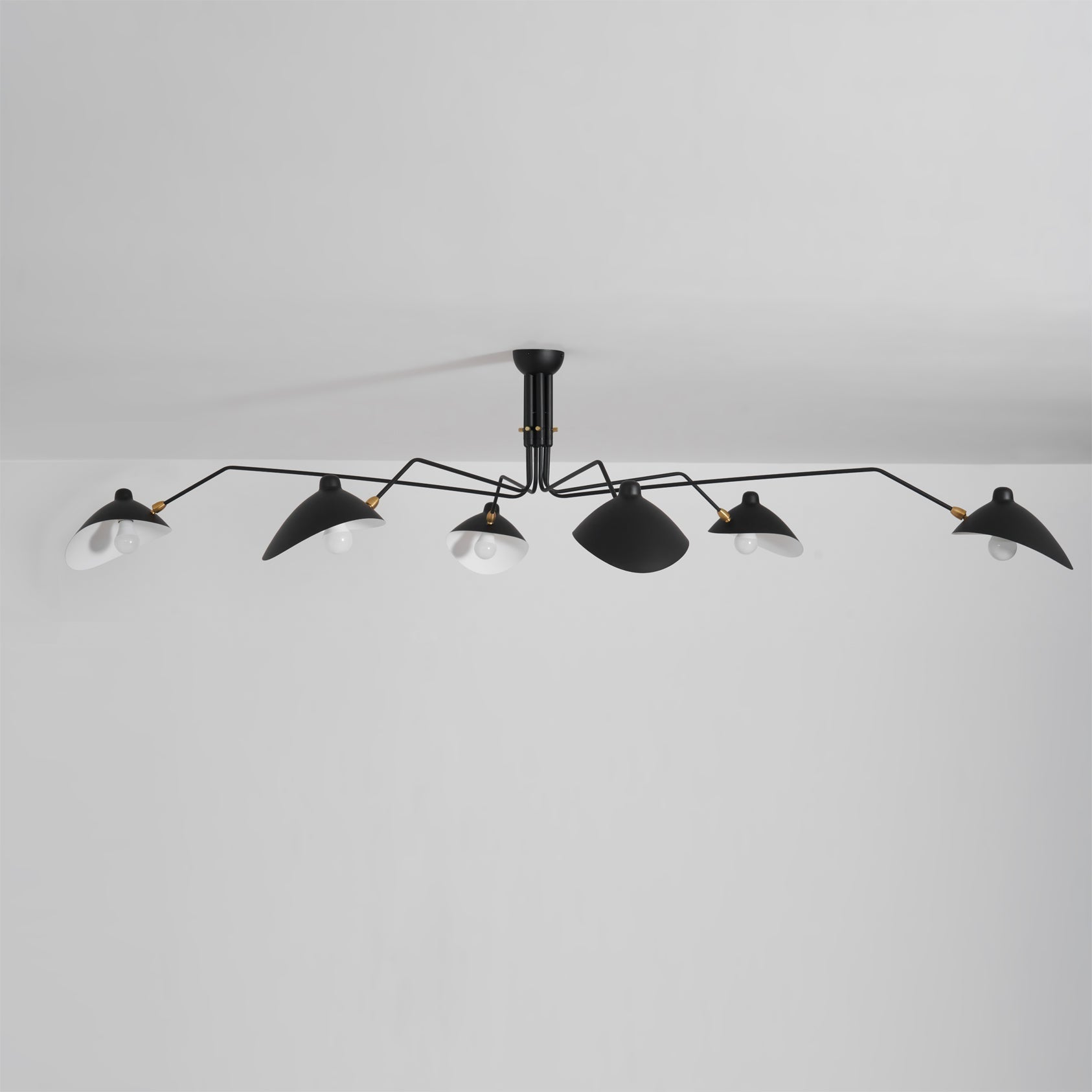 Spider Ceiling Lamp With Three Adjustable Brass Arms, Mid-Century Modern Fixture