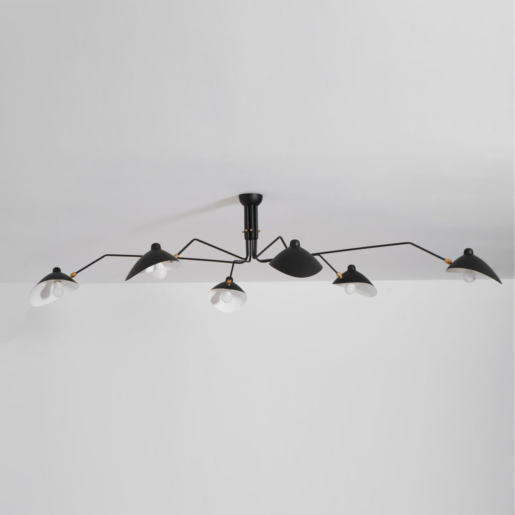 Spider Ceiling Lamp With Three Adjustable Brass Arms, Mid-Century Modern Fixture