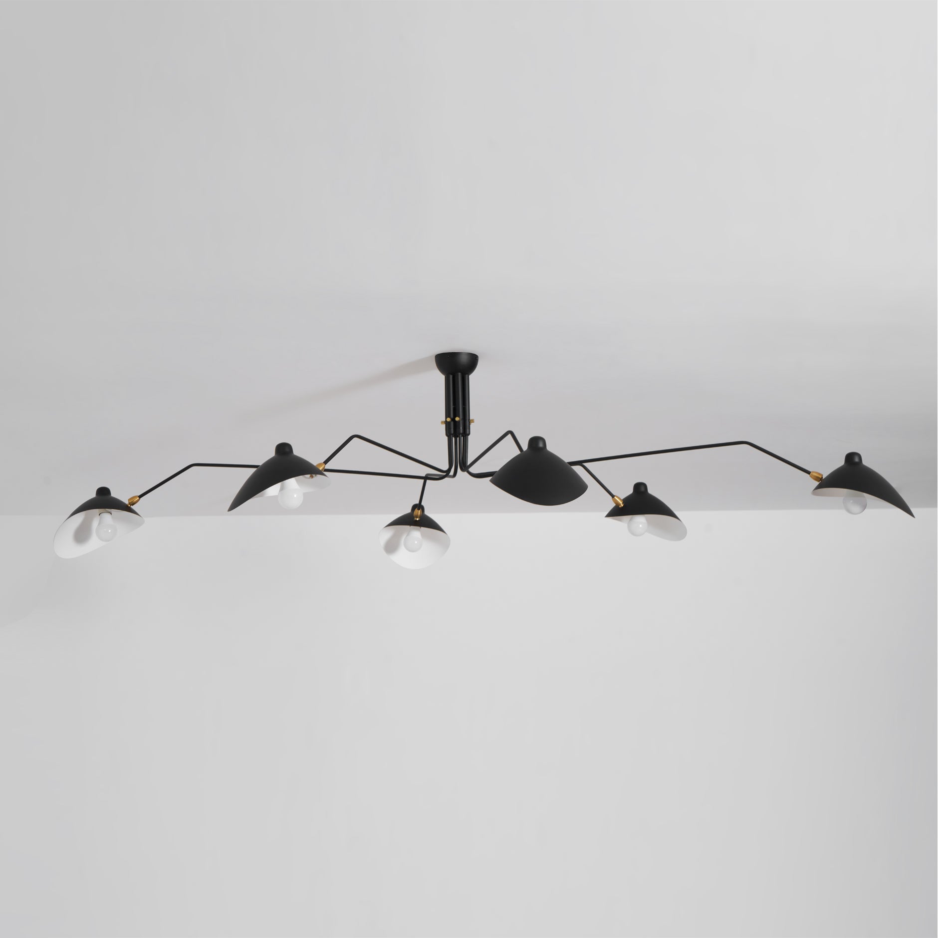 Spider Ceiling Lamp With Three Adjustable Brass Arms, Mid-Century Modern Fixture
