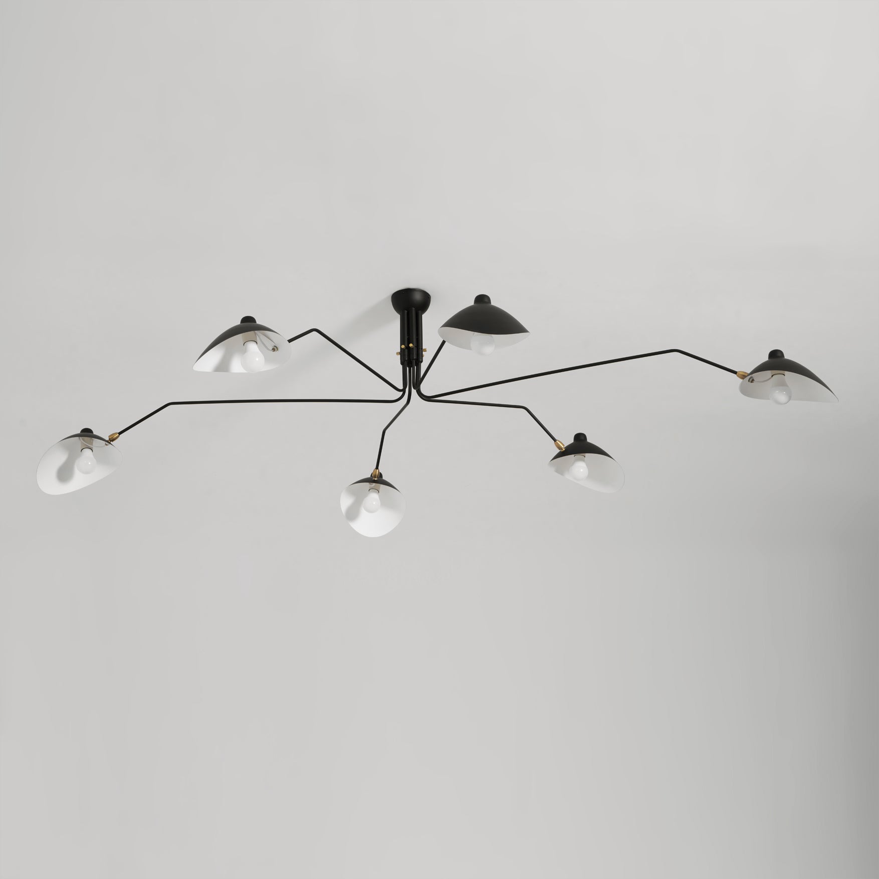 Spider Ceiling Lamp With Three Adjustable Brass Arms, Mid-Century Modern Fixture