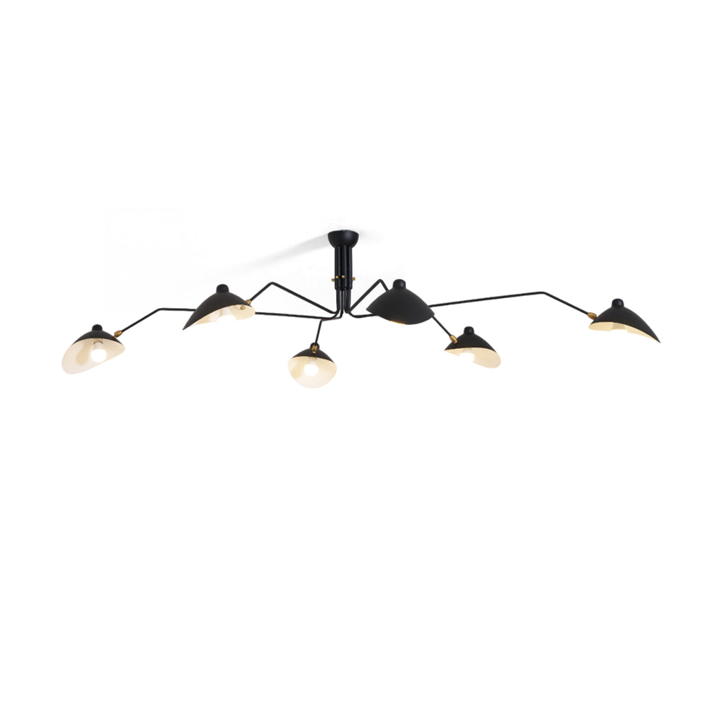 Spider Ceiling Lamp With Three Adjustable Brass Arms, Mid-Century Modern Fixture