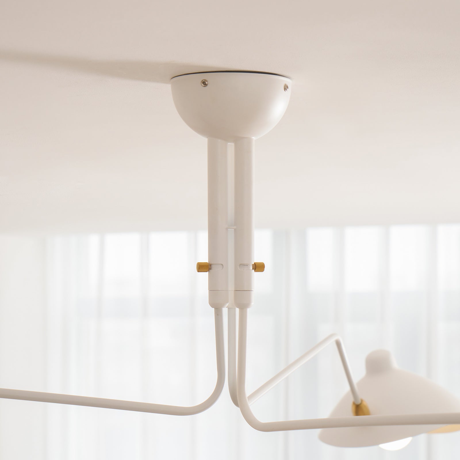 Spider Ceiling Lamp With Three Adjustable Brass Arms, Mid-Century Modern Fixture