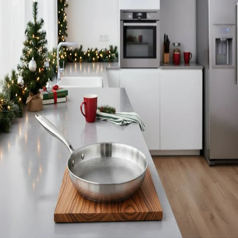 AuroraChef 28/30 Cm Stainless Steel 304 Wok Pan Without Coating For Gas And Induction