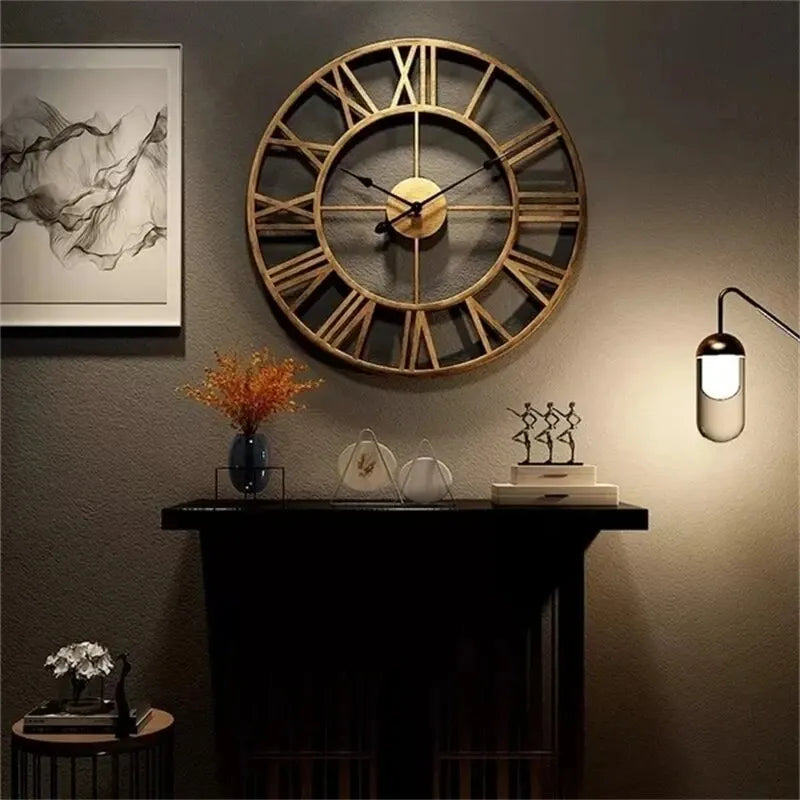 Contemporary 3D Metal Timepiece For Walls With Large Roman Numerals