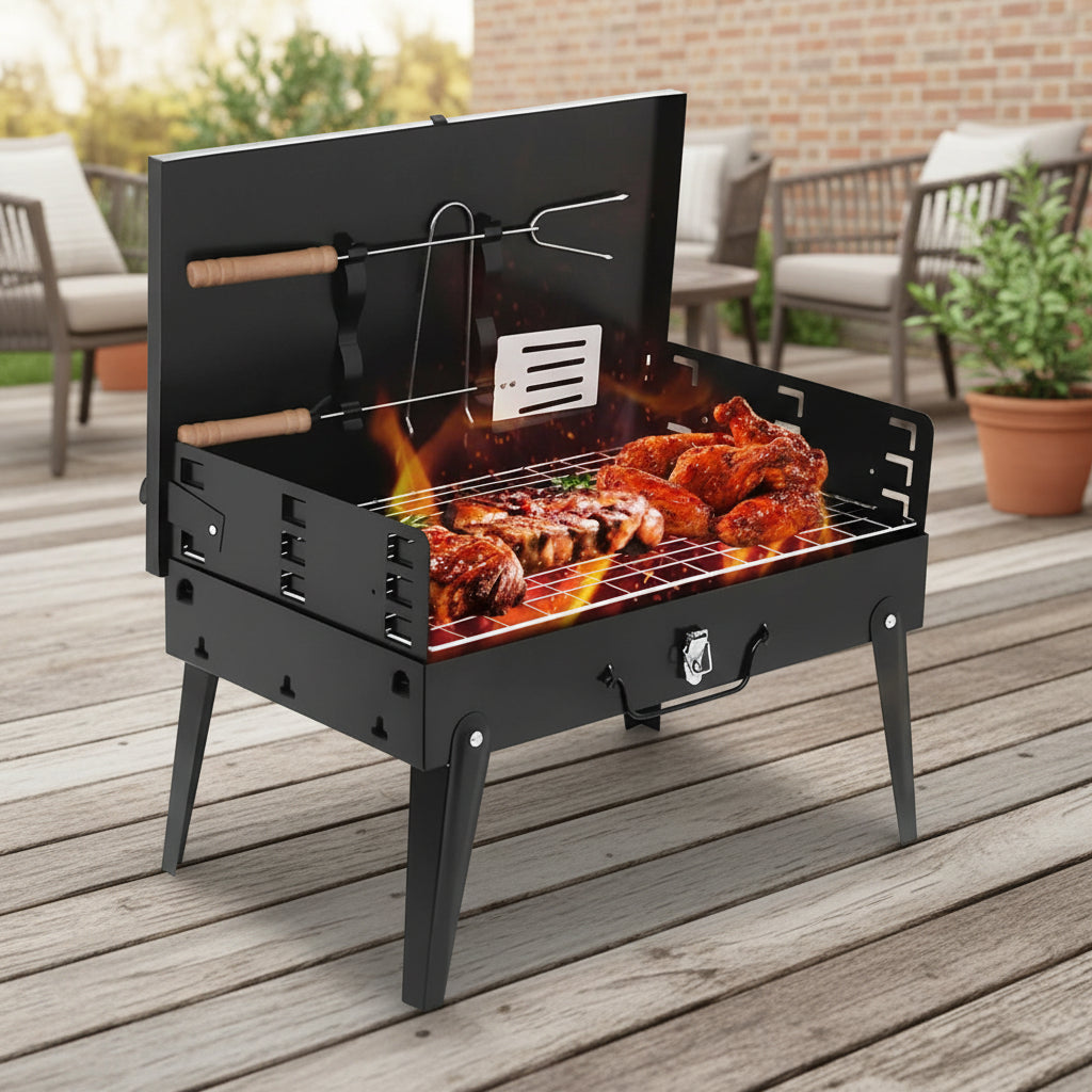 TrailPeak Fold Grill Foldable Steel Garden Barbecue For Camping And Garden