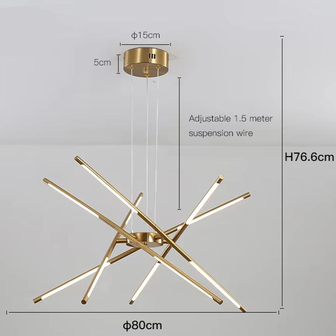 Lustre Aurora Web Gold avec éclat ambiant chaud pour pièces modernes