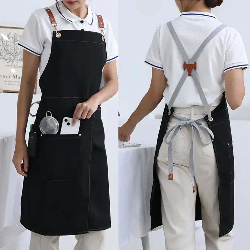 Delantal impermeable WorkEase con bolsillos de lona y falda dividida
