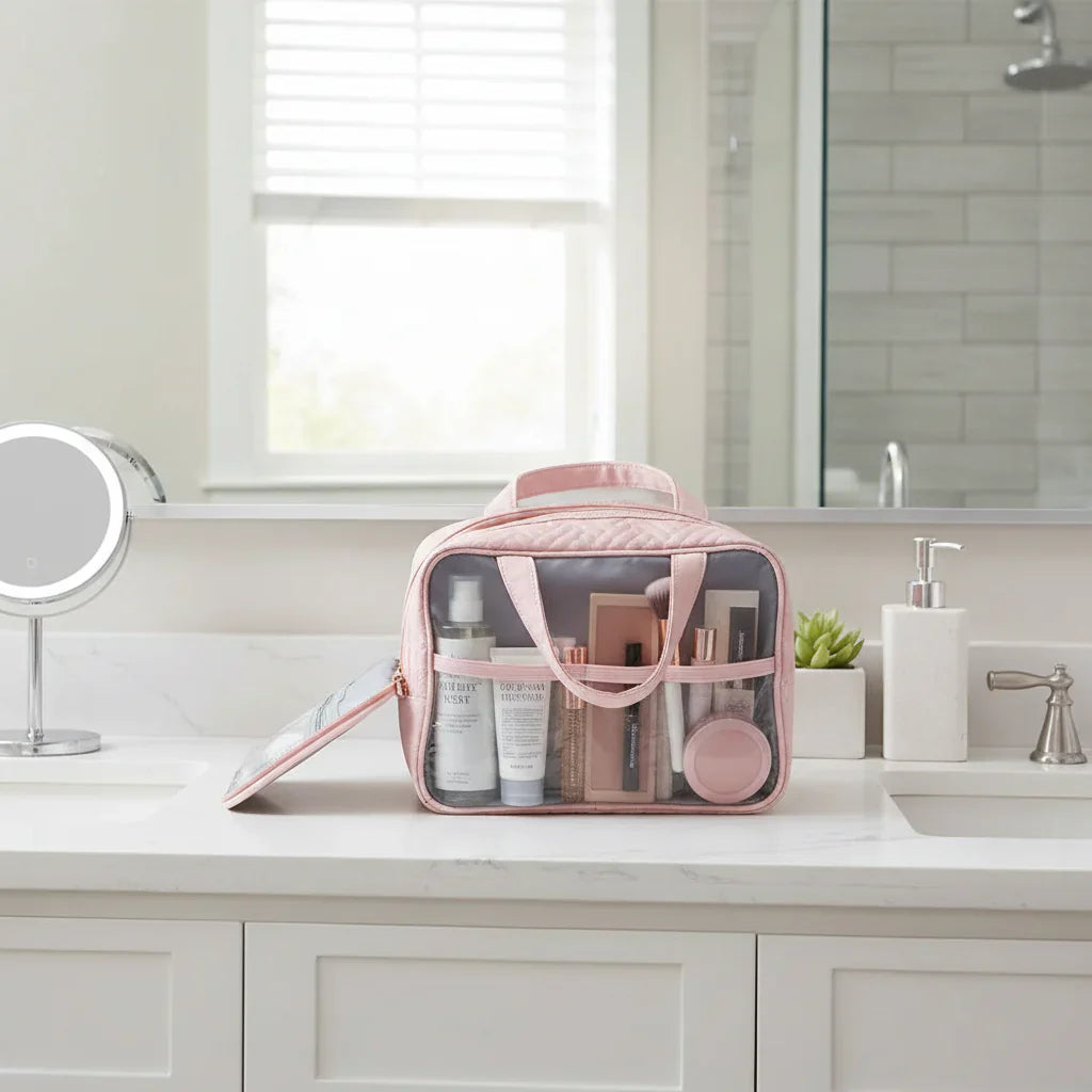 Makeup Bag With Hanging Organizer For Travel And Skincare