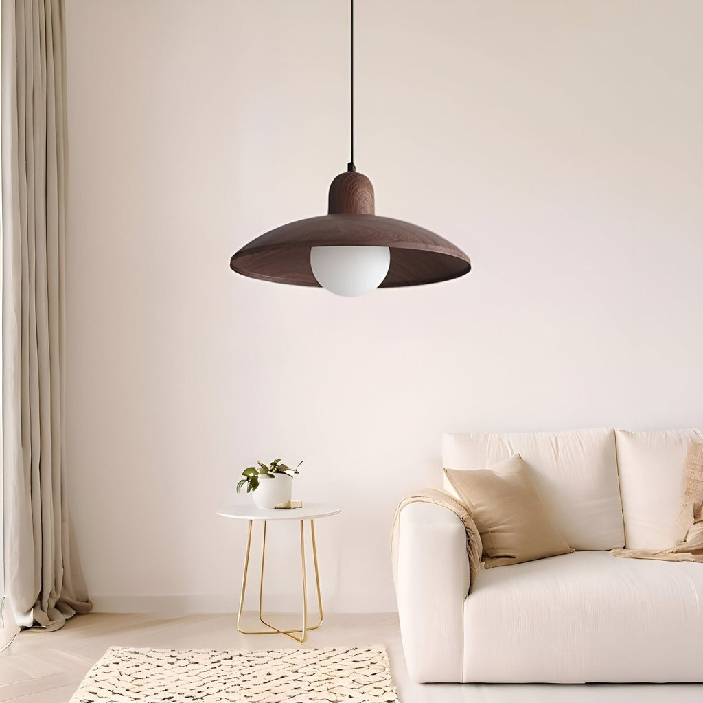 Závěsné světlo Shallow Wood Dome, moderní stropní svítidlo | Rosalyssa