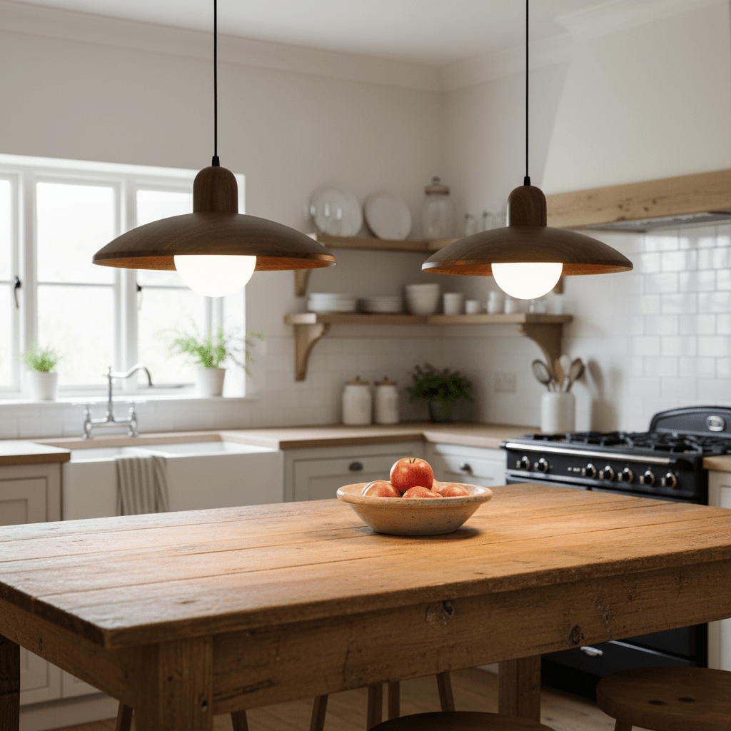 Závěsné světlo Shallow Wood Dome, moderní stropní svítidlo | Rosalyssa