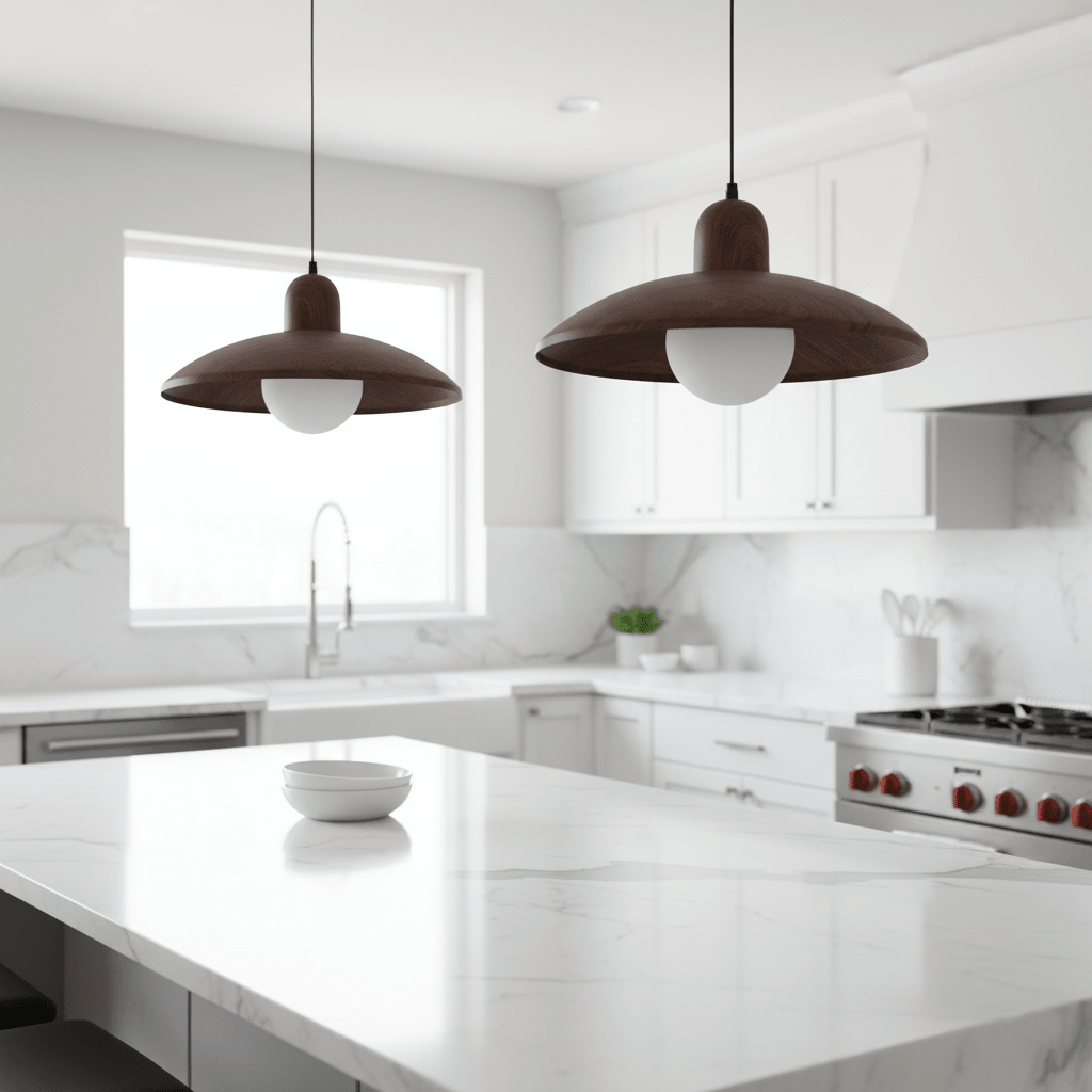 Závěsné světlo Shallow Wood Dome, moderní stropní svítidlo | Rosalyssa
