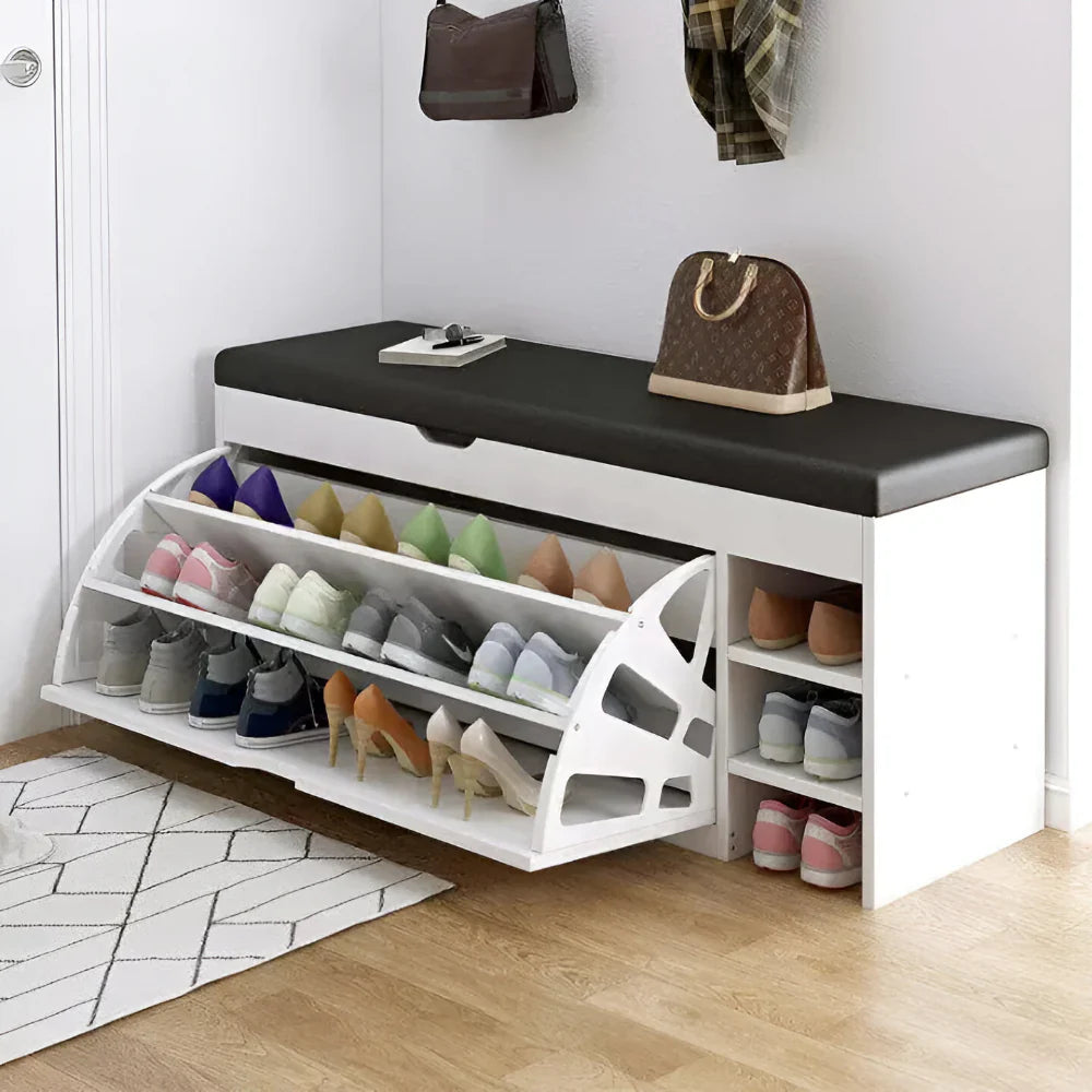 Entré Skobænk med Foldbart Design og Opbevaringsskab