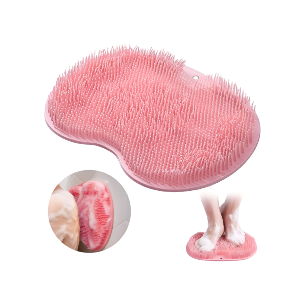 Shower Scrubber Silicone Foot Mat For Bath With Non-Slip Base