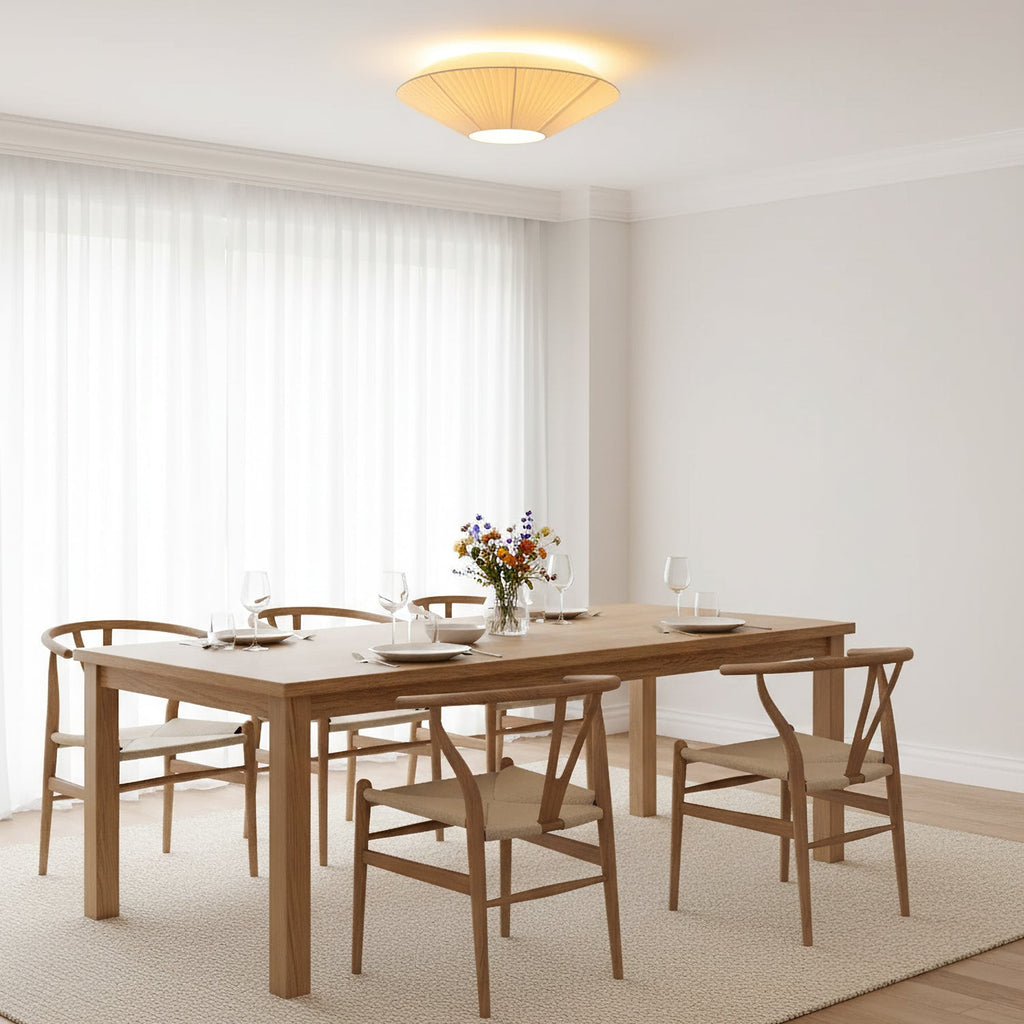 Stropní lampa v orientálním stylu s látkovým stínidlem pro jídelní pokoj, stmívatelná, tři velikosti