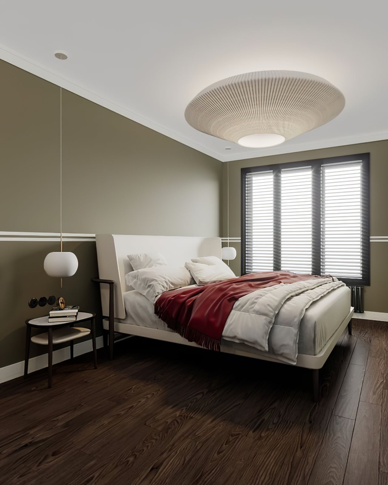 Stropní lampa v orientálním stylu s látkovým stínidlem pro jídelní pokoj, stmívatelná, tři velikosti