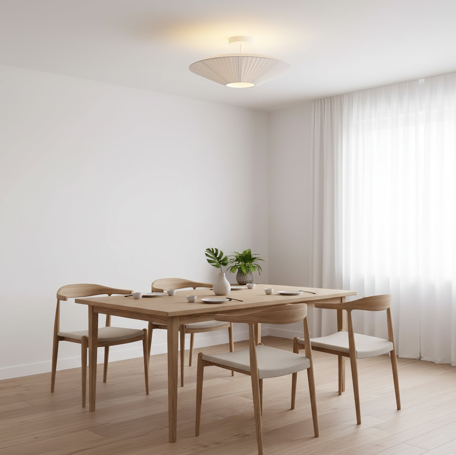Stropní lampa v orientálním stylu s látkovým stínidlem pro jídelní pokoj, stmívatelná, tři velikosti