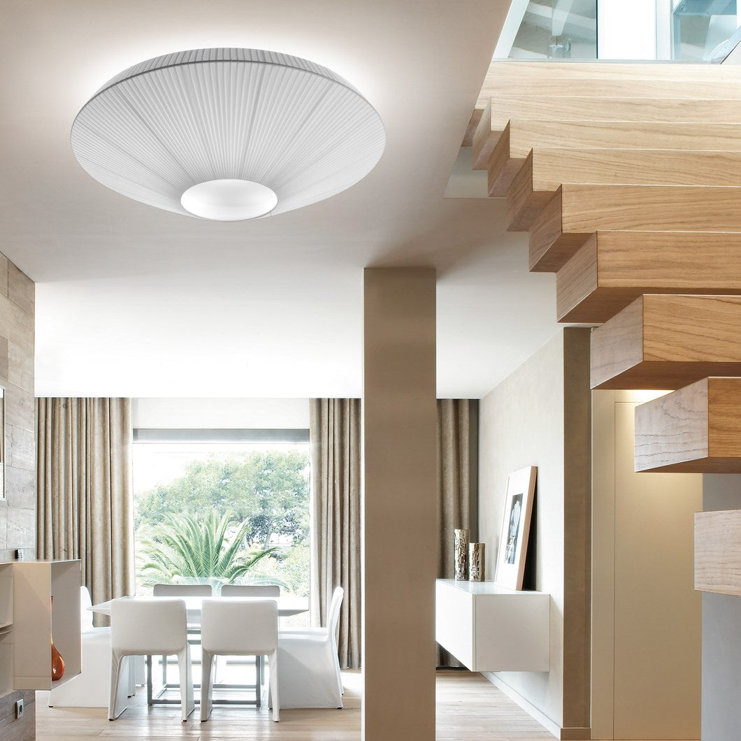 Stropní lampa v orientálním stylu s látkovým stínidlem pro jídelní pokoj, stmívatelná, tři velikosti