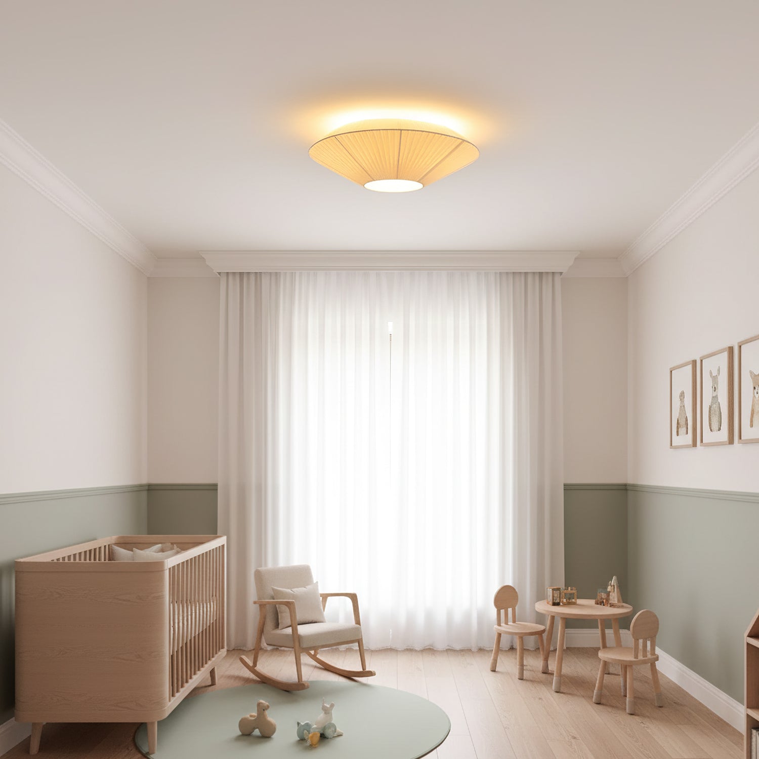 Stropní lampa v orientálním stylu s látkovým stínidlem pro jídelní pokoj, stmívatelná, tři velikosti