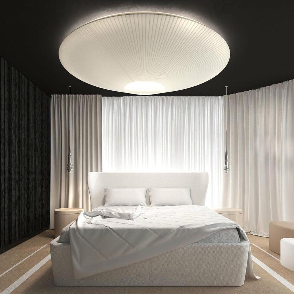 Stropní lampa v orientálním stylu s látkovým stínidlem pro jídelní pokoj, stmívatelná, tři velikosti