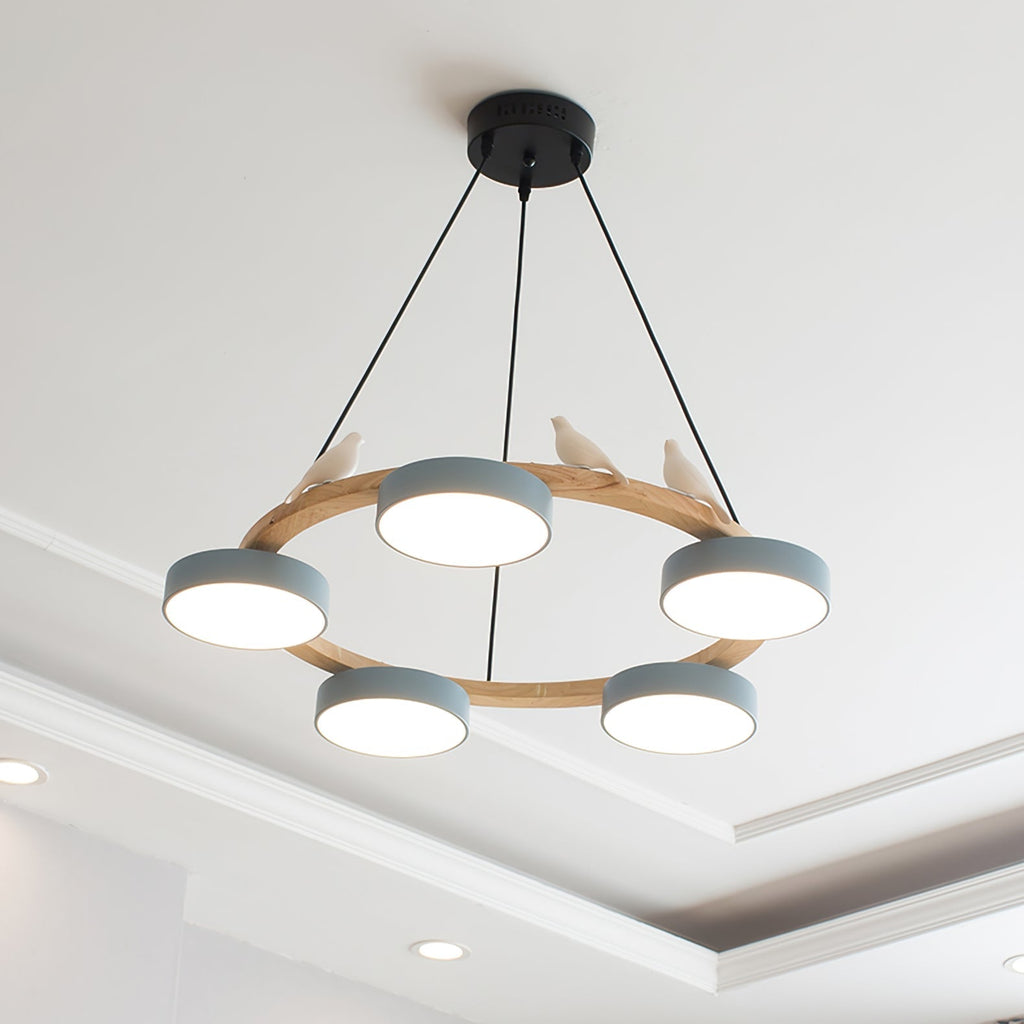 Sienna Bird Rund Lysekrone med Naturinspireret LED-lys