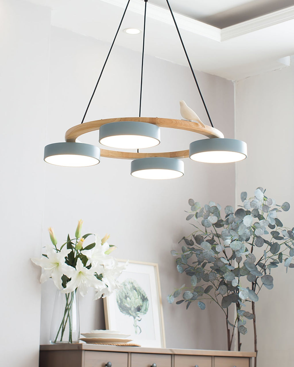 Sienna Bird Rund Lysekrone med Naturinspireret LED-lys