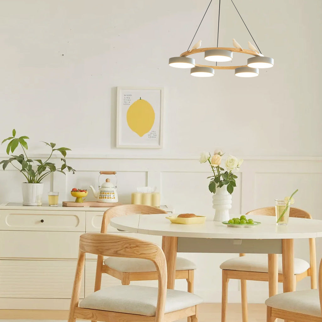 Sienna Bird Rund Lysekrone med Naturinspireret LED-lys