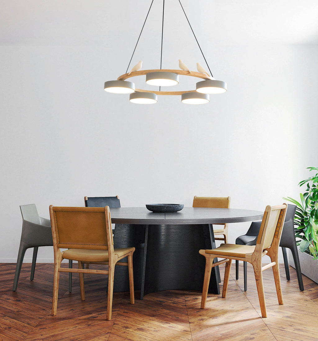 Sienna Bird Rund Lysekrone med Naturinspireret LED-lys
