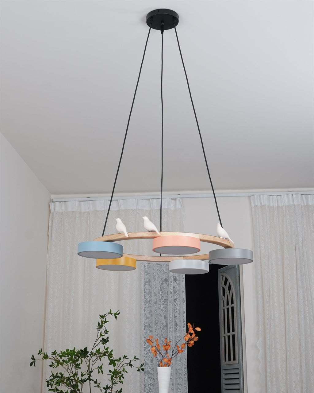 Sienna Bird Rund Lysekrone med Naturinspireret LED-lys