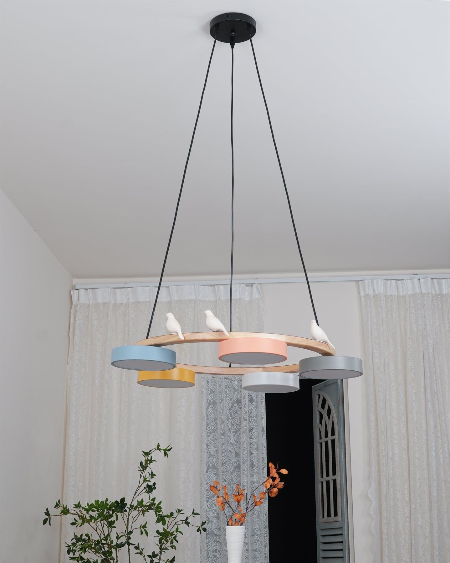 Sienna Bird Rund Lysekrone med Naturinspireret LED-lys
