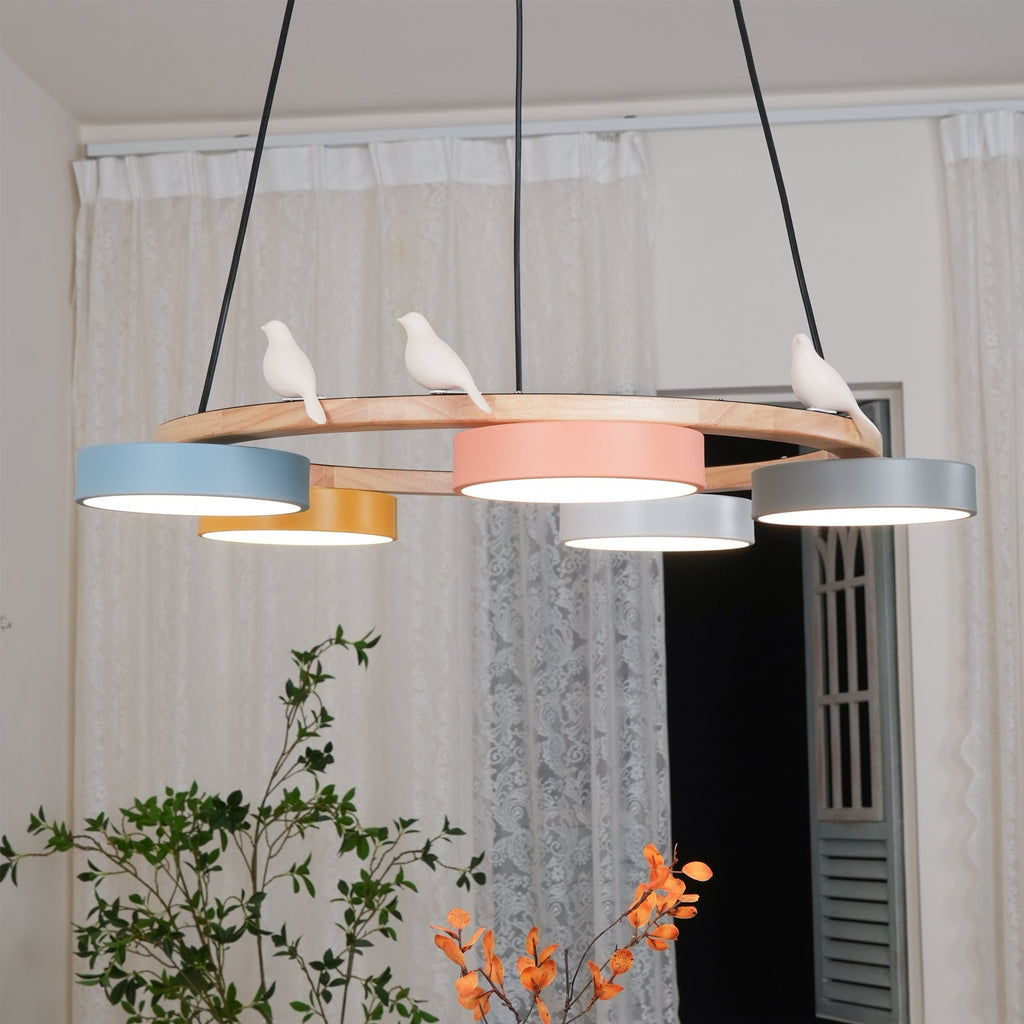 Sienna Bird Rund Lysekrone med Naturinspireret LED-lys