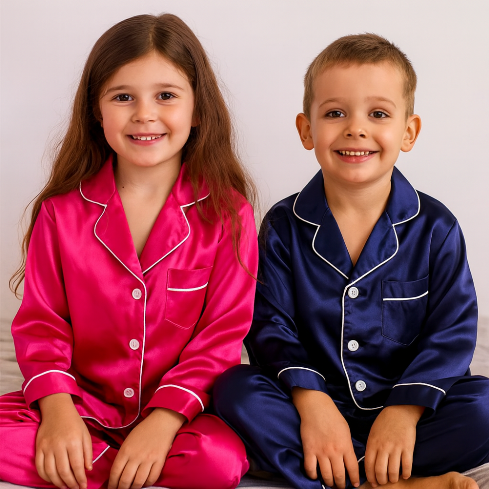 Conjunto de pijama para niños con botones en la parte superior y pantalones a juego