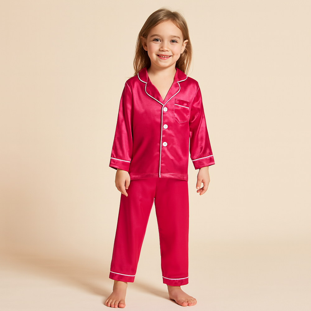 Conjunto de pijama para niños con botones en la parte superior y pantalones a juego