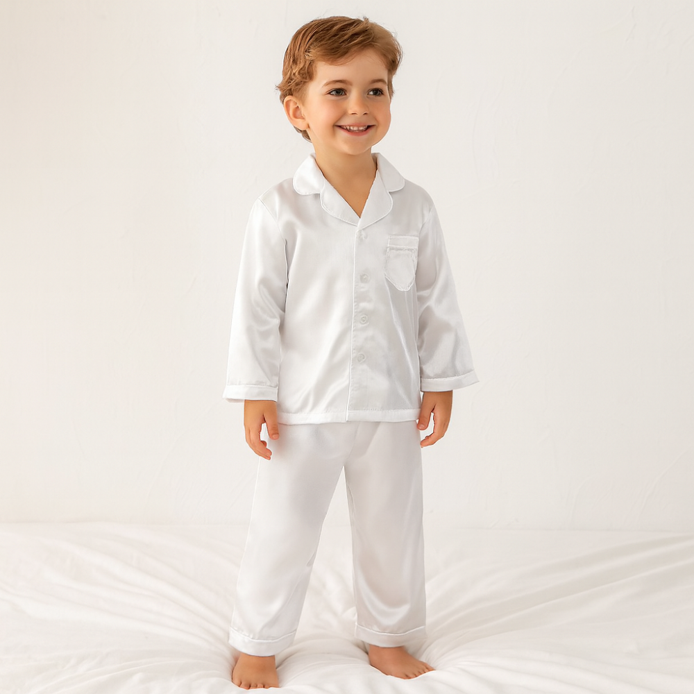 Conjunto de pijama para niños con botones en la parte superior y pantalones a juego