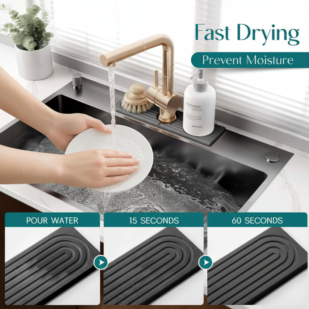 Diatomite Stone Sink Mat With Faucet Drying Tray For Kitchen Counter