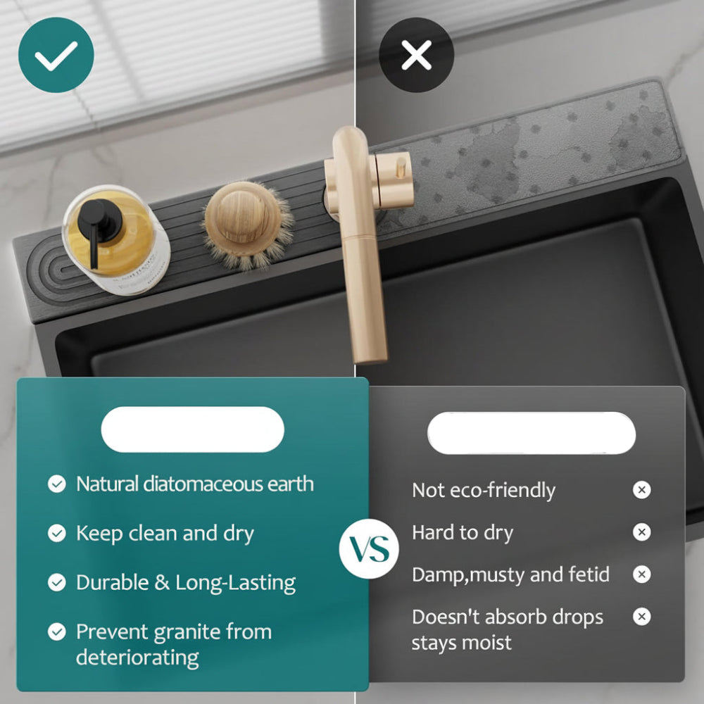 Diatomite Stone Sink Mat With Faucet Drying Tray For Kitchen Counter