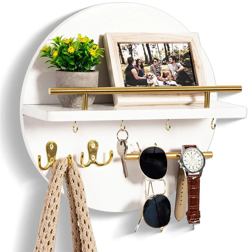 Round Wooden Key Holder Stylish Eco Friendly Wall Organizer