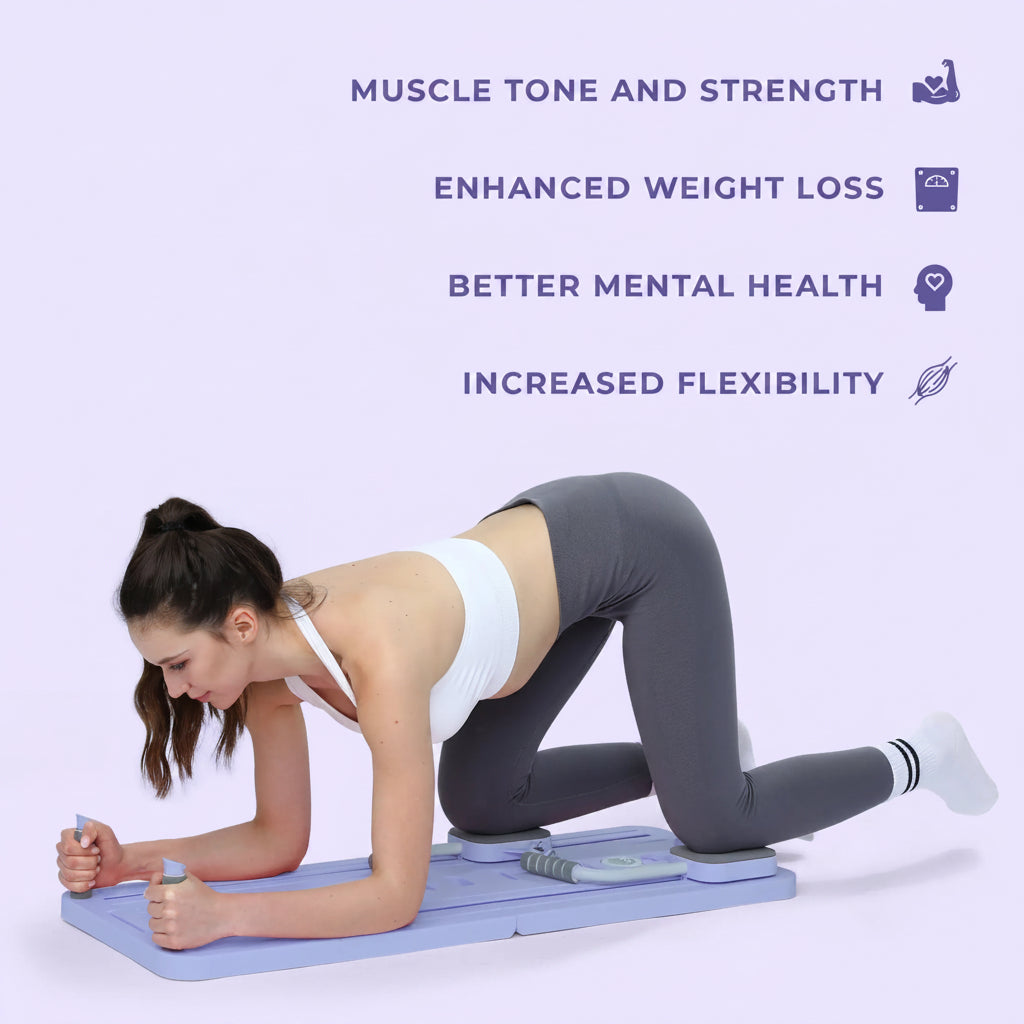 Draagbare Pilates Reformer-plank met verstelbare weerstandsbanden