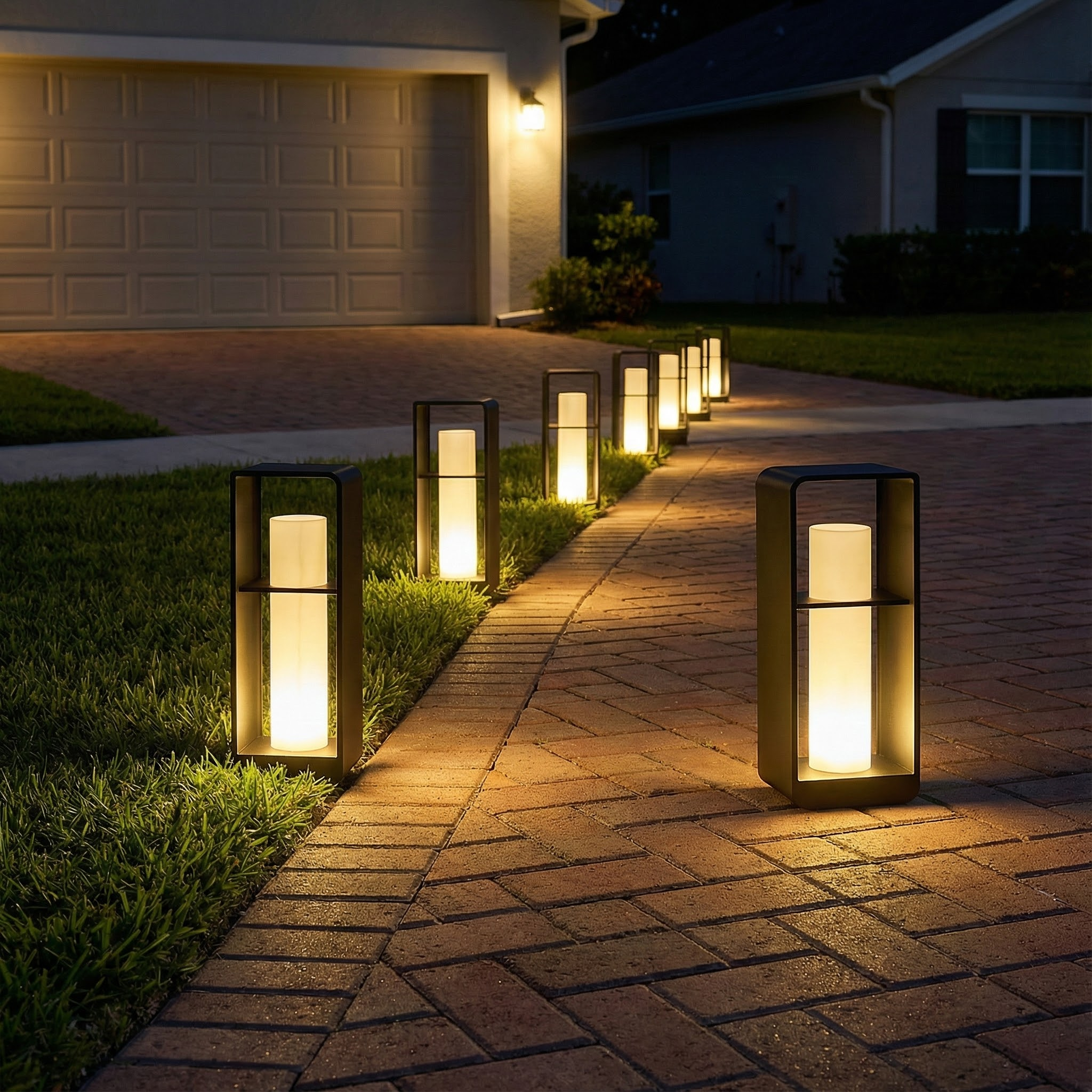 NovaLume modern, elegáns napelemes kerti lámpa márványmintás díszítéssel