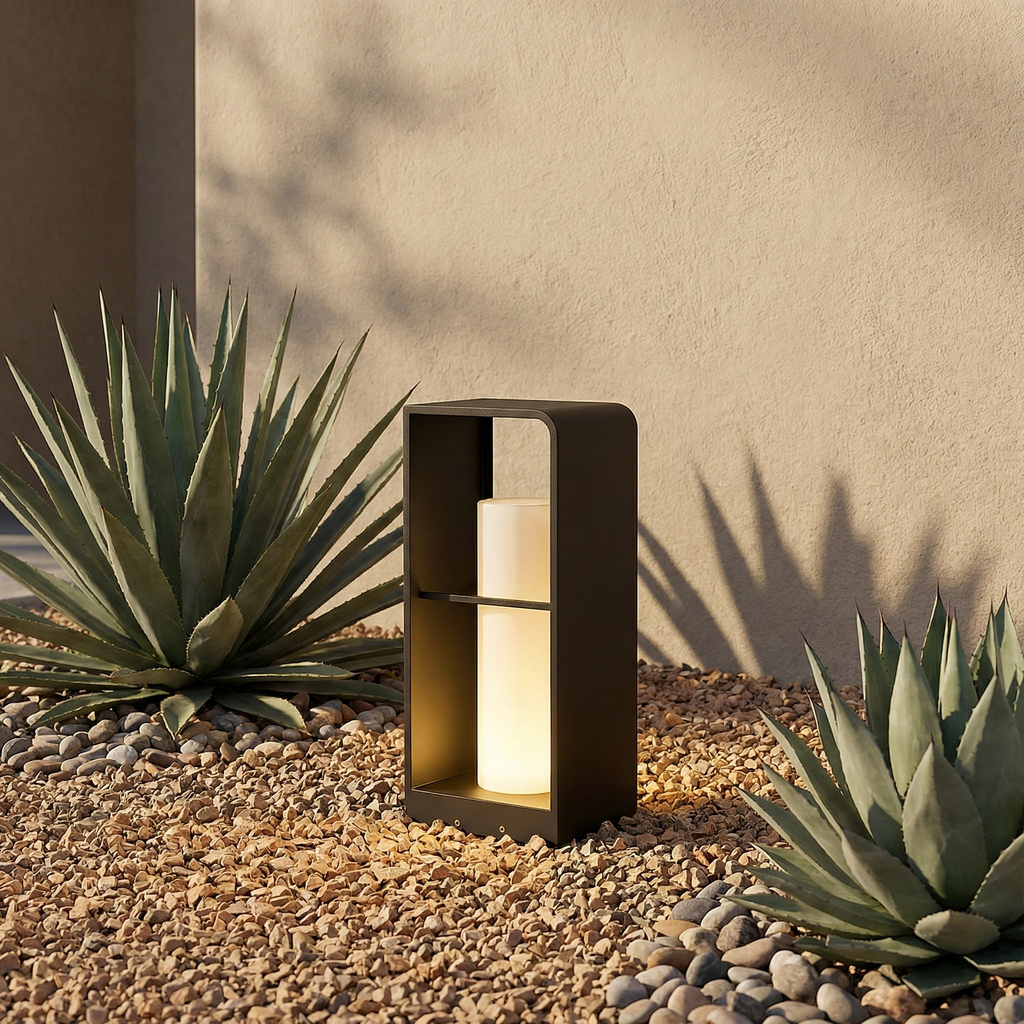 NovaLume modern, elegáns napelemes kerti lámpa márványmintás díszítéssel