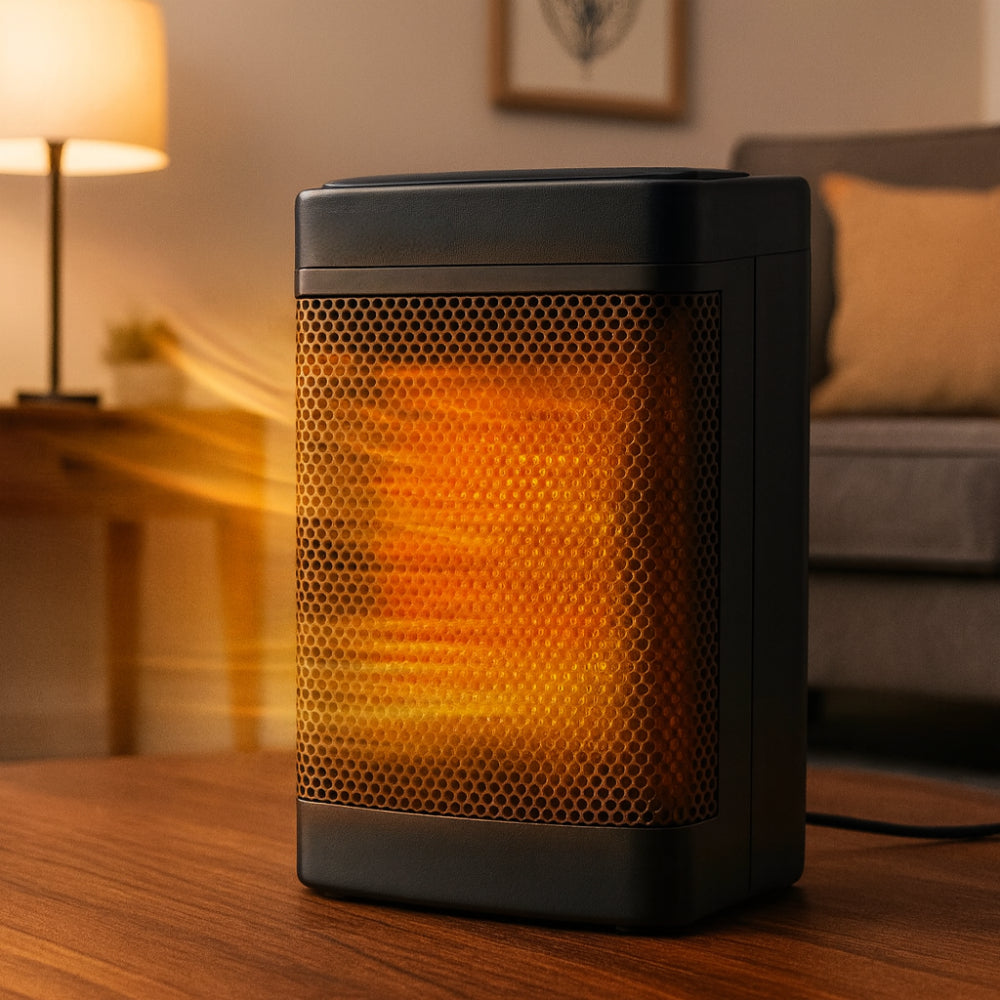 Indoor Space Heater With Thermostat And Timer, Oscillating Heat