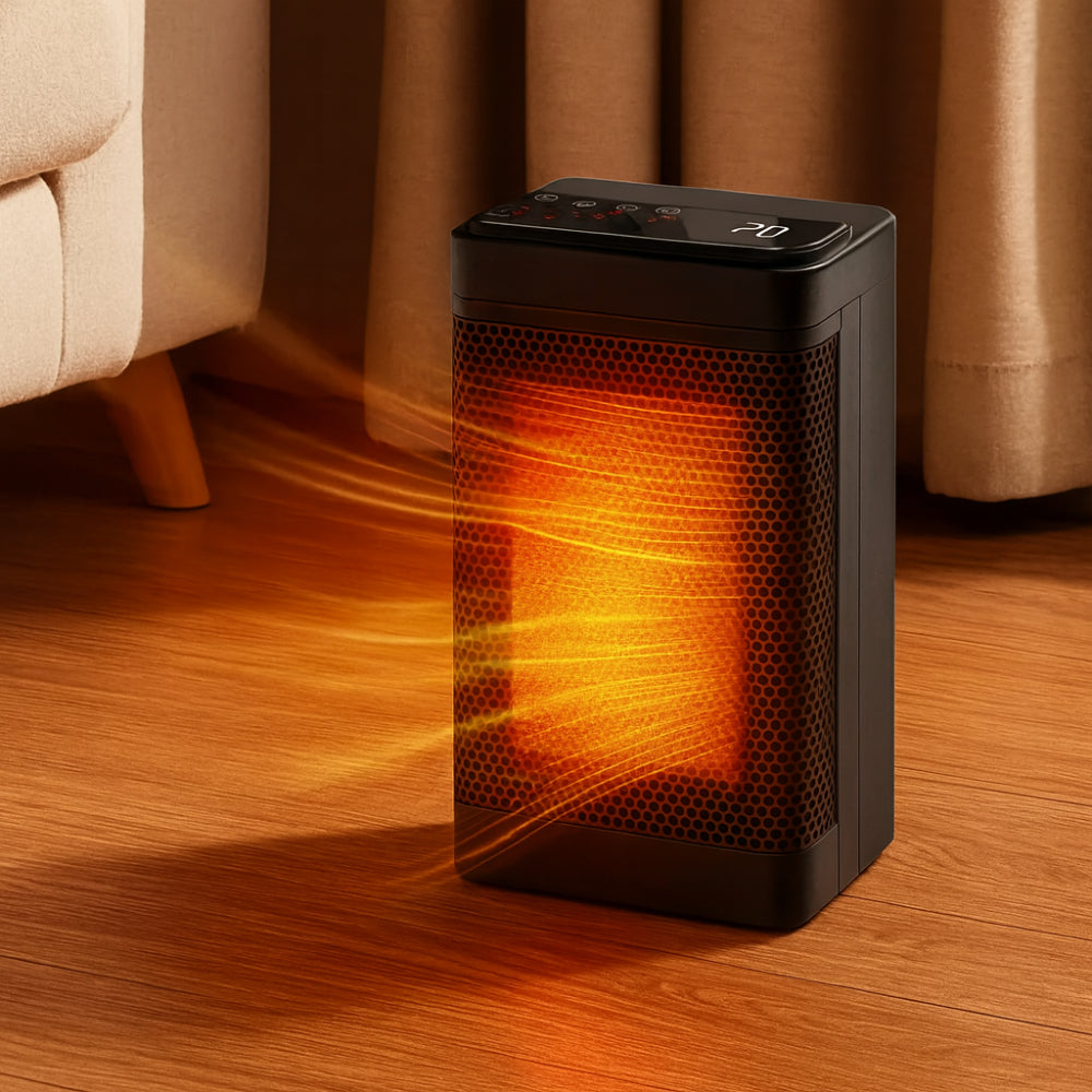 Indoor Space Heater With Thermostat And Timer, Oscillating Heat