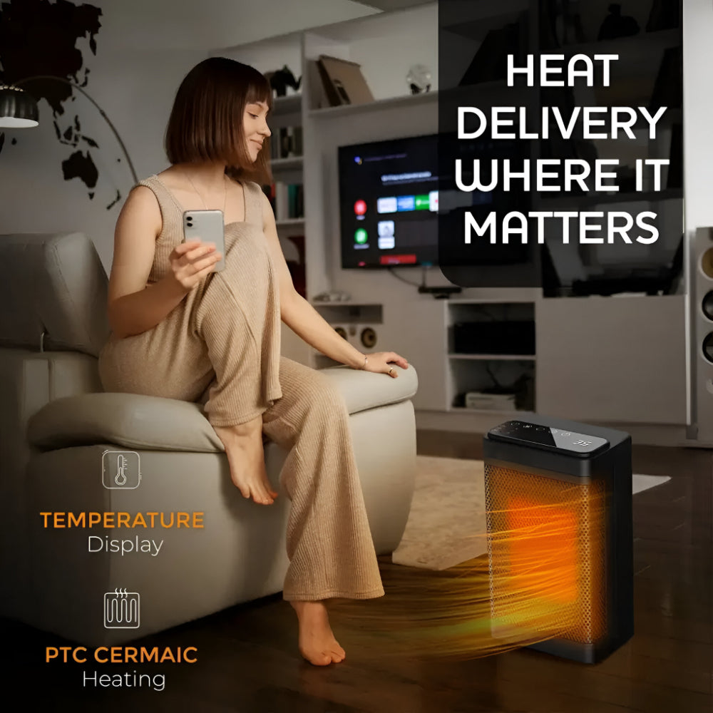 Indoor Space Heater With Thermostat And Timer, Oscillating Heat