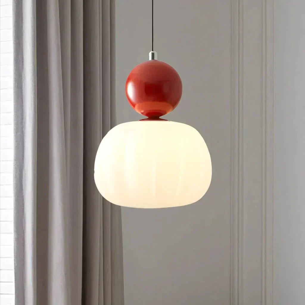 Kugelförmige Pendelleuchte mit Diffusor und metallischen Akzenten, 12 Zoll | Rosalyssa