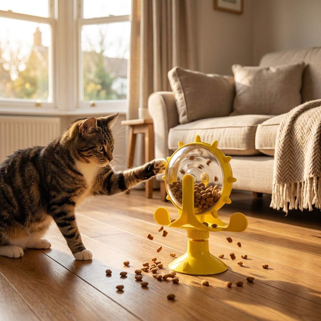 Dispensador Giratorio de Golosinas para Gatos y Perros con Base de Succión ABS y TPR | Rosalyssa