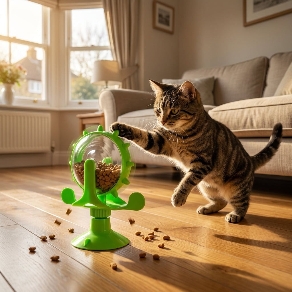 Dispensador Giratorio de Golosinas para Gatos y Perros con Base de Succión ABS y TPR | Rosalyssa