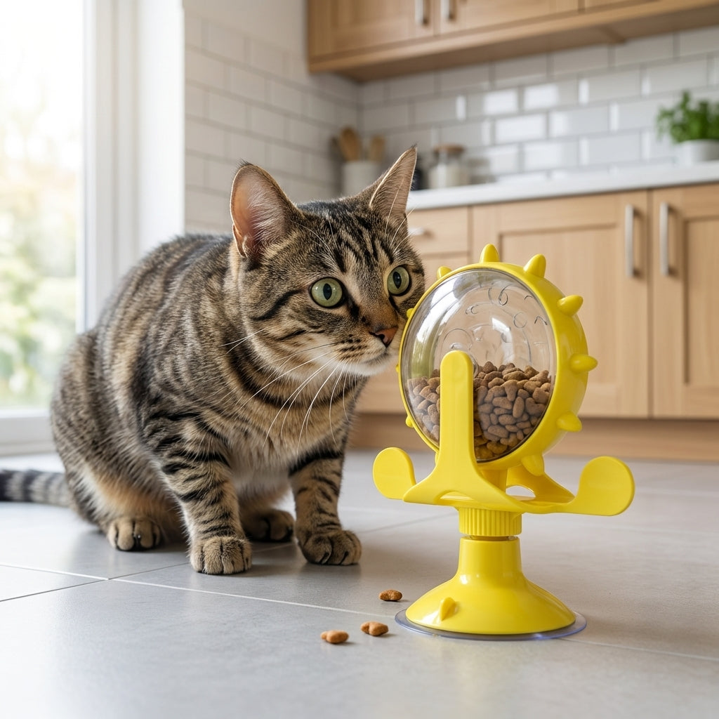 Dispensador Giratorio de Golosinas para Gatos y Perros con Base de Succión ABS y TPR | Rosalyssa