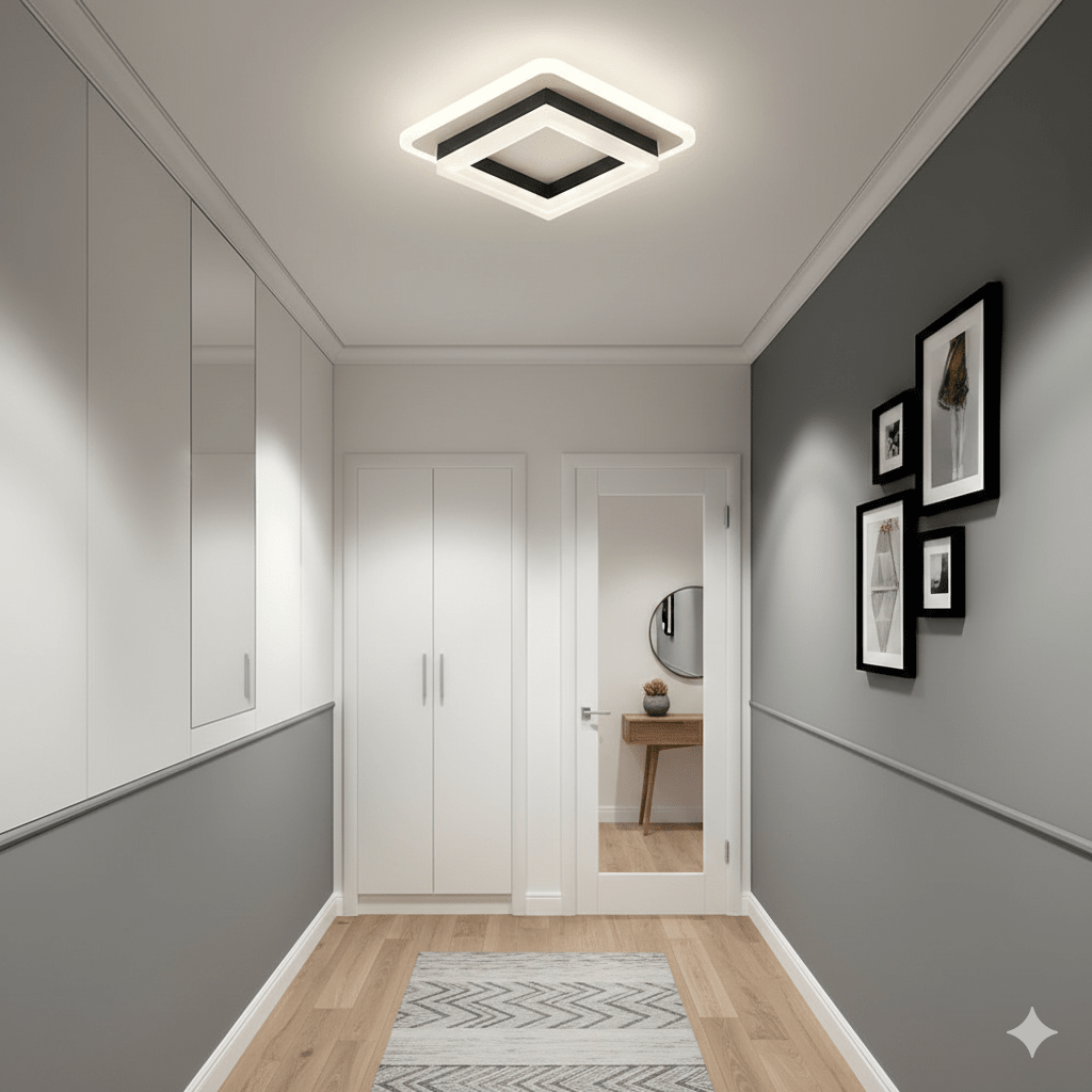 Lustră cu cadru pătrat suprapus, design modern | Rosalyssa