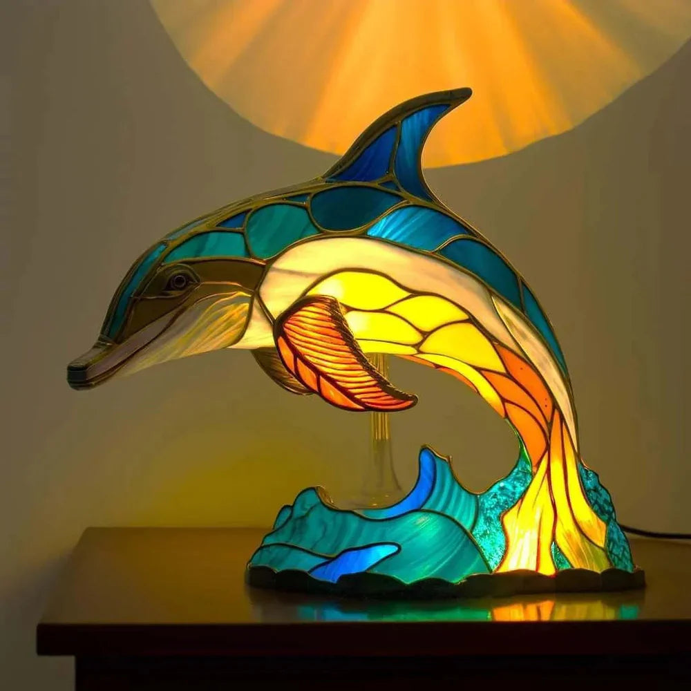 Stained Glass Lamp Animal Table Sculpture For Home Decor