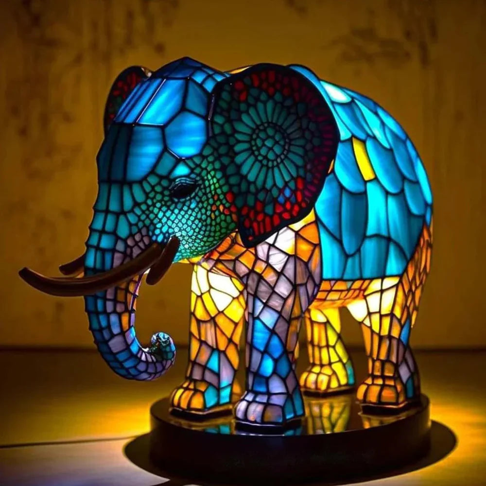 Stained Glass Lamp Animal Table Sculpture For Home Decor
